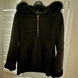 Black Coat with Fur Trim